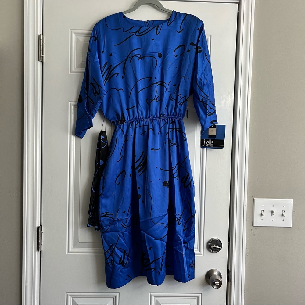 NWT Vintage J. Ellis Petites Dress 80s 90s Batwing Crop Sleeve Size 12P